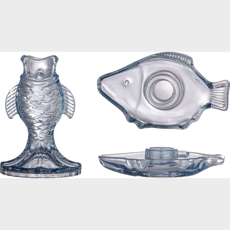 Creative Collection - Linley Lysestage S�t - Glas - Bl� - 2 Dele