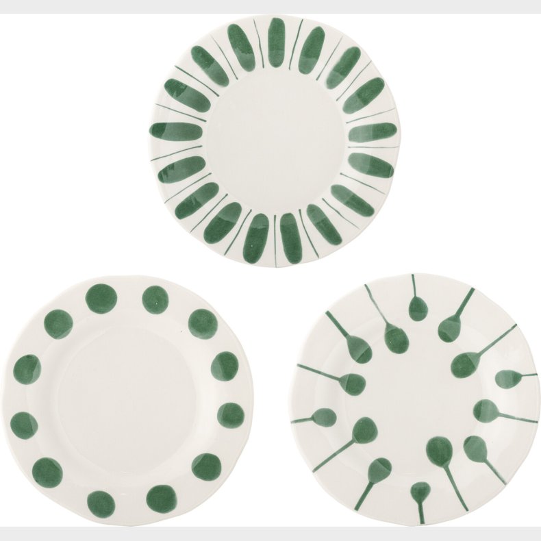 Creative Collection - Linora Tallerkener - Gr�n - Stent�j - 3 Stk.