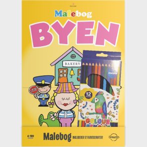 Creazoo Malebog Byen A4 + Farveblyanter - Bog