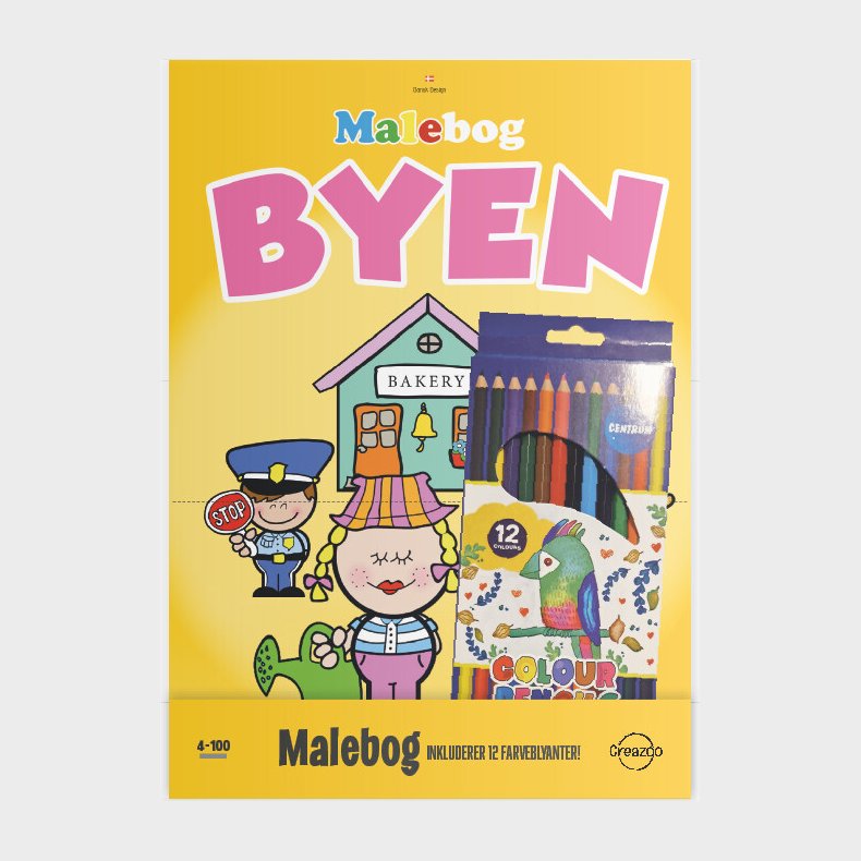 Creazoo Malebog Byen A4 + Farveblyanter - Bog