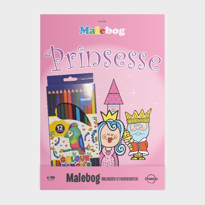 Creazoo Malebog Prinsesse + Farveblyanter - Bog