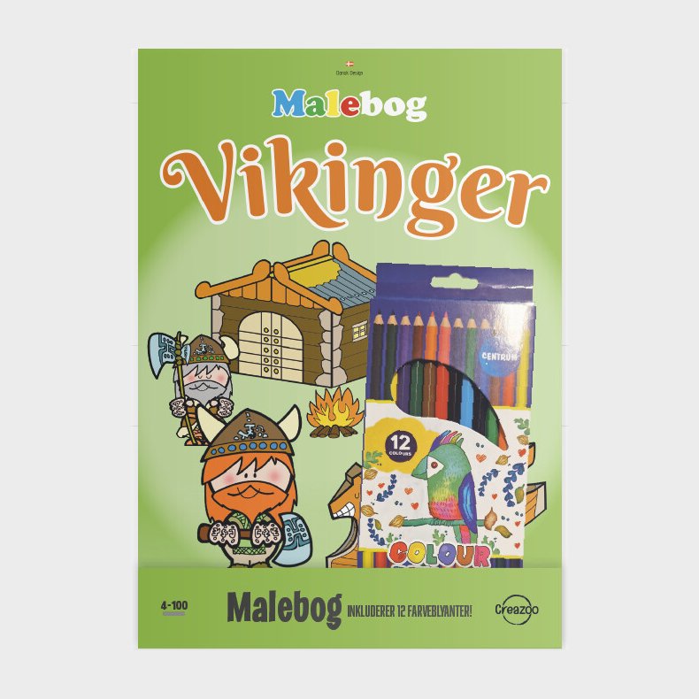 Creazoo Malebog Vikinger + Farveblyanter - Bog