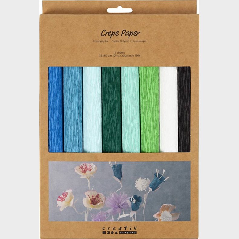 Crepepapir - 25x60 Cm - Strk/crepe 180% - 105 G - Bl/grn Harmoni