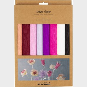 Crepepapir - 25x60 Cm - Str�k/crepe 180% - 105 G - Lilla/pink Harmoni