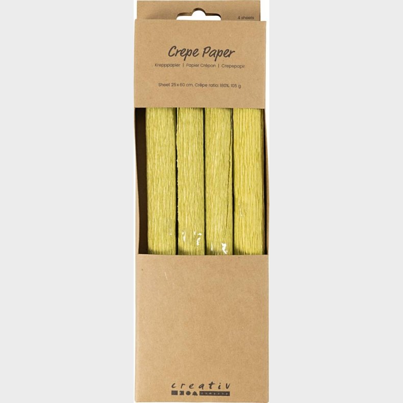 Crepepapir - 25x60 Cm - Strk/crepe 180% - 105 G - Lys Grn - 4ark
