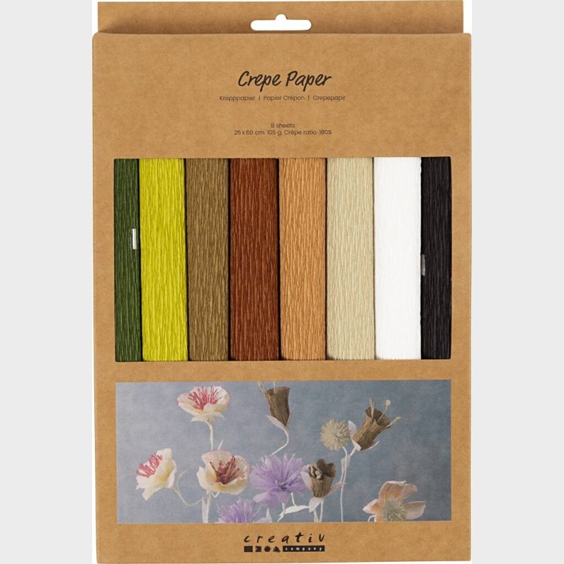 Crepepapir - 25x60 Cm - Strk/crepe 180% - 105 G - Natur