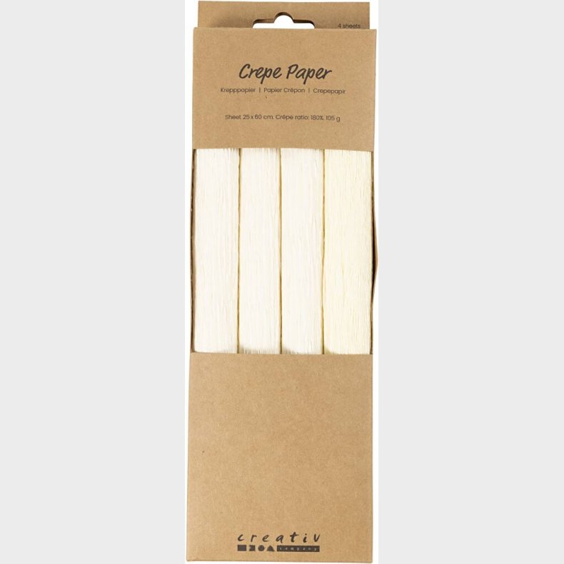 Crepepapir - 25x60 Cm - Strk/crepe 180% - 105 G - Off White - 4ark