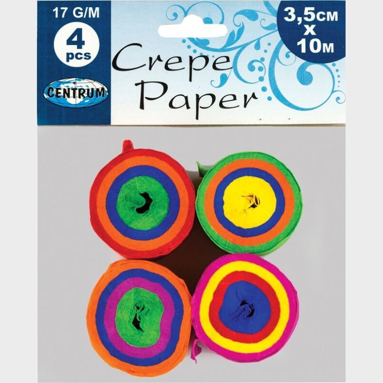 Crepepapir I Rulle 4 Rll Assorterede 3,5 Cm X 10 M - Centrum