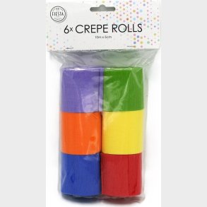 Crepepapir I Rulle 6 Ruller Assorterede 5 Cm X 10 M