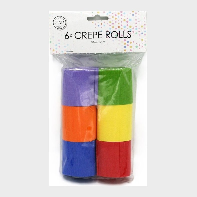 Crepepapir I Rulle 6 Ruller Assorterede 5 Cm X 10 M