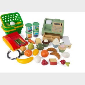 Dantoy - Komplet Kasseapparat St Til Brn - Med Mad Og Kurv