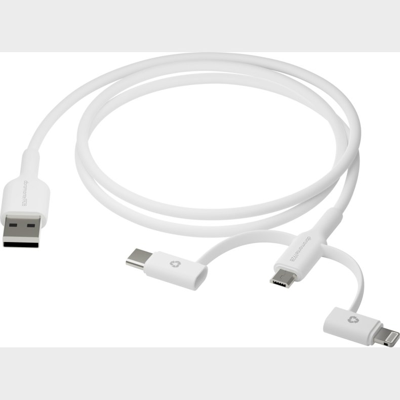 Dbramante1928 - Re-charge - 3in1 Cable-usb A To Usb-a,c & Lightn-w