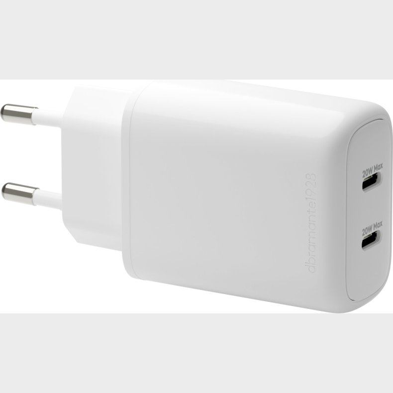 Dbramante1928 - Re-charge Pro - Eu Vgoplader 2x Usb-c 20w - Hvid