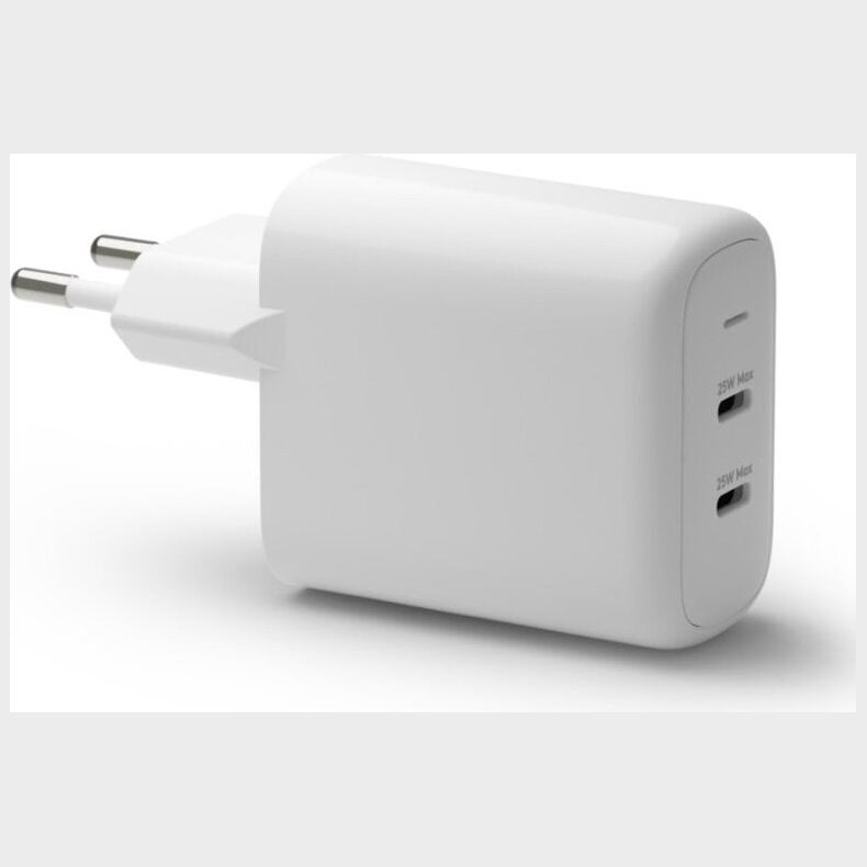 Dbramante1928 - Re-charge - Vgoplader Gan - 2x Usb-c 25w Eu - Hvid