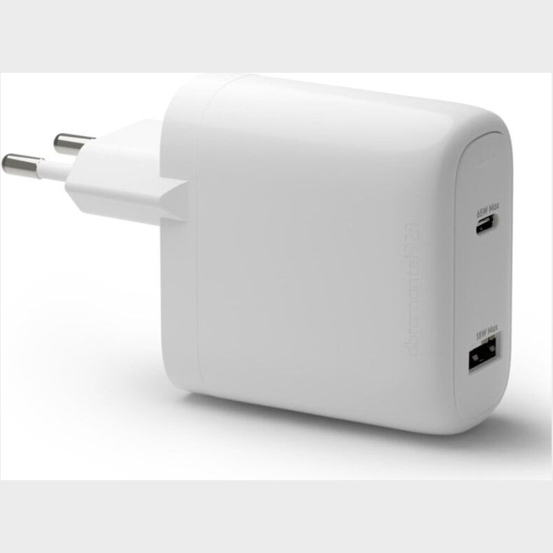 Dbramante1928 - Re-charge - Vgoplader Gan - Usb-c 65w+18w Eu - Hvid