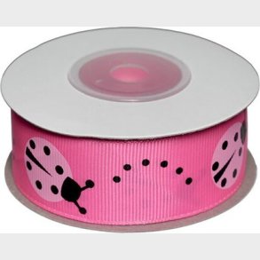 Dekobnd Pink M/mariehns 25mm 10m - Polyester