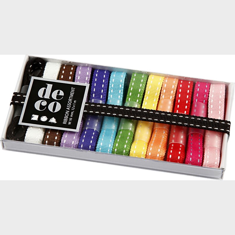Dekorationsbnd - B 10 Mm - Assorterede Farver - 12x1 M
