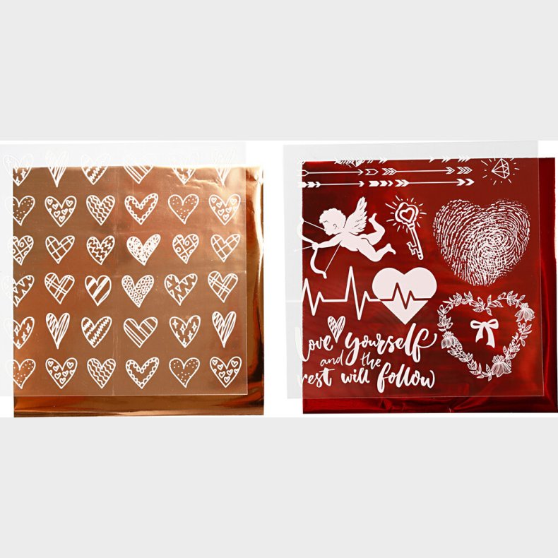 Dekorationsfolie Og Design Limark - Hjerter Og Krlighed - 15x15 Cm - 2x2 Ark