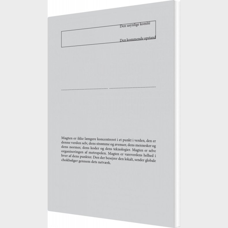 Den Kommende Opstand - Den Usynlige Komit� - Bog