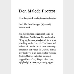 Den Malede Protest Inkl. The Lost Passages (a) - (g) - Dean Kissick - Bog