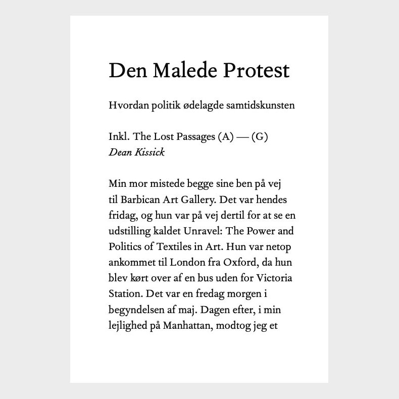 Den Malede Protest Inkl. The Lost Passages (a) - (g) - Dean Kissick - Bog