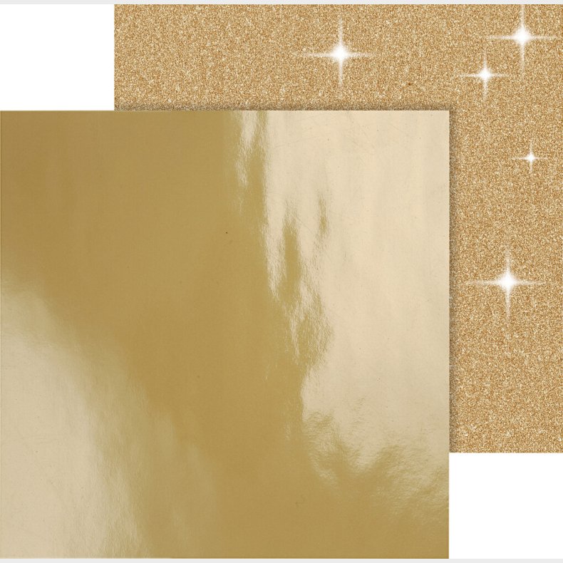Designpapir - Glimmer - 30,5x30,5 Cm - 120+128 G - Guld - 2 Ark