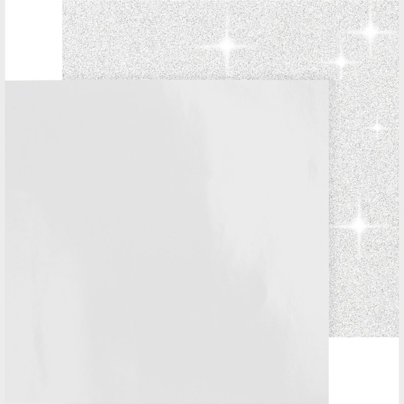 Designpapir - Glimmer - 30,5x30,5 Cm - 120+128 G - Hvid - 2 Ark