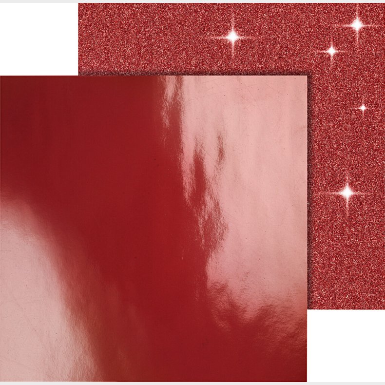 Designpapir - Glimmer - 30,5x30,5 Cm - 120+128 G - Rd - 2 Ark