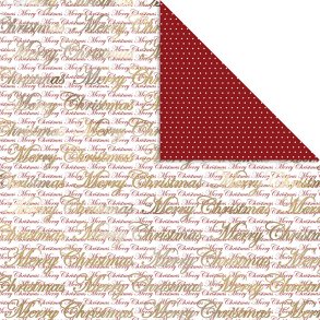 Designpapir - Gldelig Jul Og Prikker - 30,5x30,5 Cm - 180 G - Guld - 3 Ark