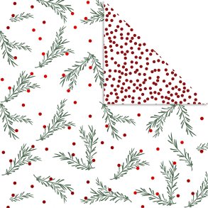 Designpapir - Grangren Og Prikker - 30,5x30,5 Cm - 180 G - Guld Grn Rd Hvid - 3 Ark