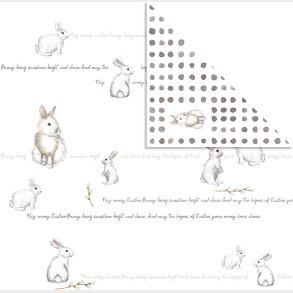 Designpapir - Kaniner  - 30,5x30,5 Cm - 180 G - Gr Hvid - 5 Ark