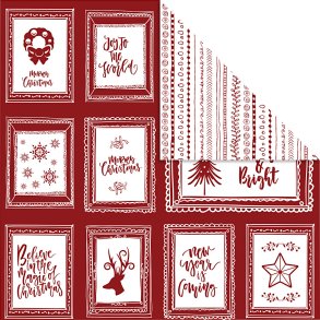 Designpapir - Rammer Med Tekst Og Doodles - 30,5x30,5 Cm - 180 G - 5 Ark