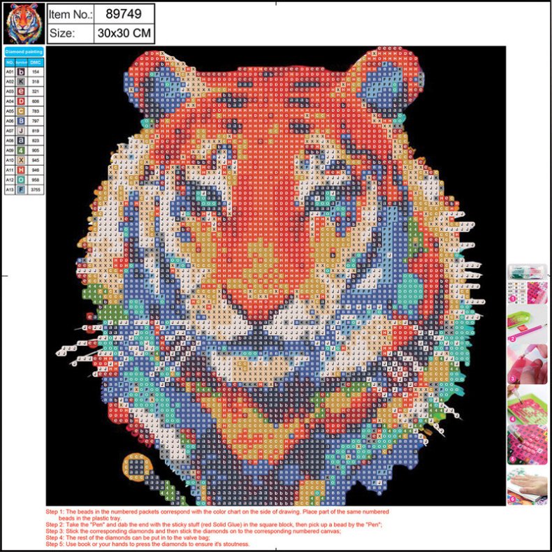 Diamond Painting 30 X 30 Cm - Tiger - Centrum