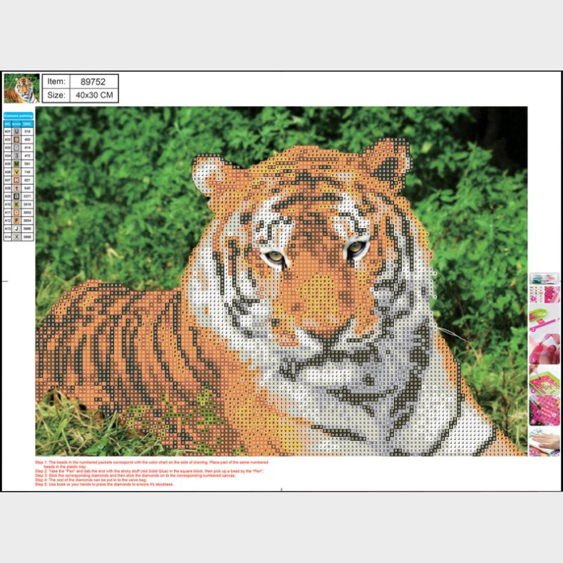 Diamond Painting 30 X 40 Cm - Tiger - Centrum