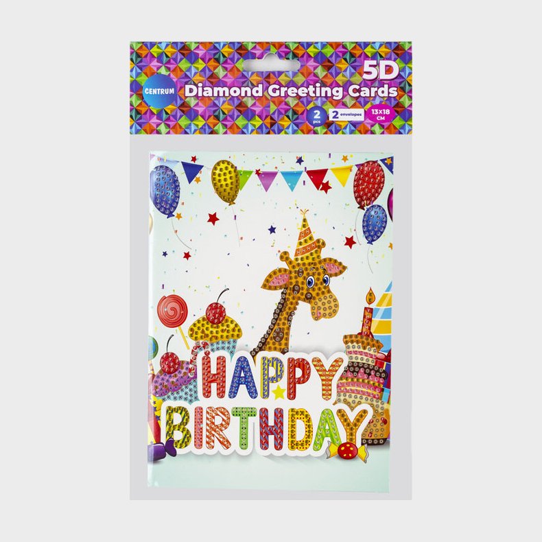 Diamond Painting Fdselsdagskort - 2 Stk - Centrum