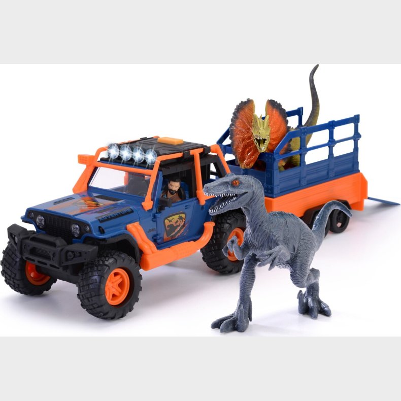 Dickie Toys - Dino Kommandr - Med Jeep Og 2 Dinosaurer