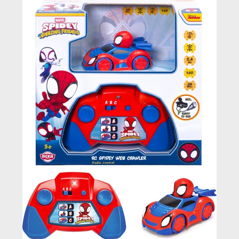 Dickie Toys - Fjernstyret Spidey Web-crawler 1:50