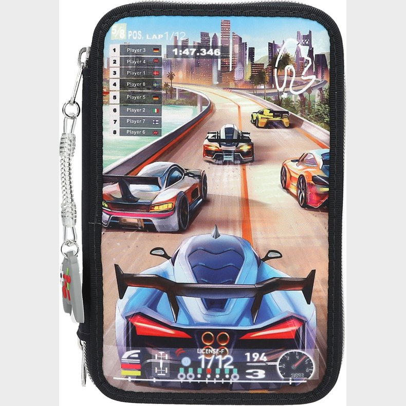 Dino World - Fyldt Penalhus Med 3 Rum - Action World - M�rkebl�