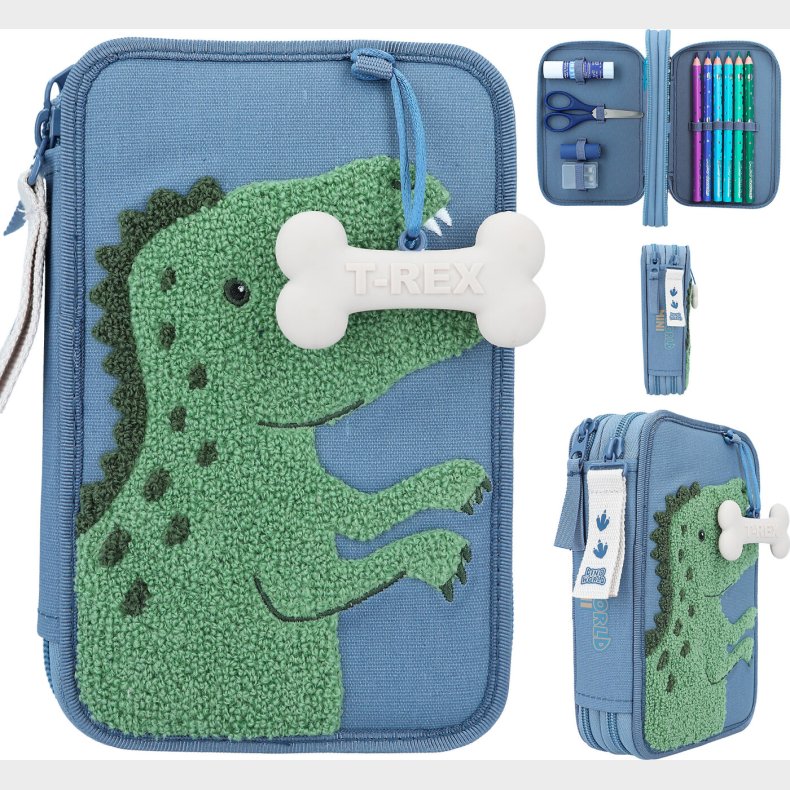 Dino World - Penalhus Med Indhold - Bl