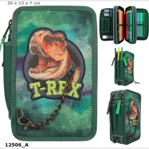 Dino World - Trippel Penalhus Med Indhold Og Kde - T- Rex