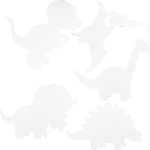 Dinosaurer - H 15-22 Cm - B 24-25 Cm - 230 G - Hvid - 16 Stk.