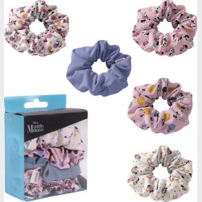 Disney - Scrunchies Med Minnie Mouse Motiv - 5 Stk - Lyserd Hvid