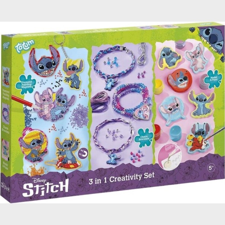 Disney Stitch - Diy S�t - Armb�nd, Afst�bning Og Diamond Painting