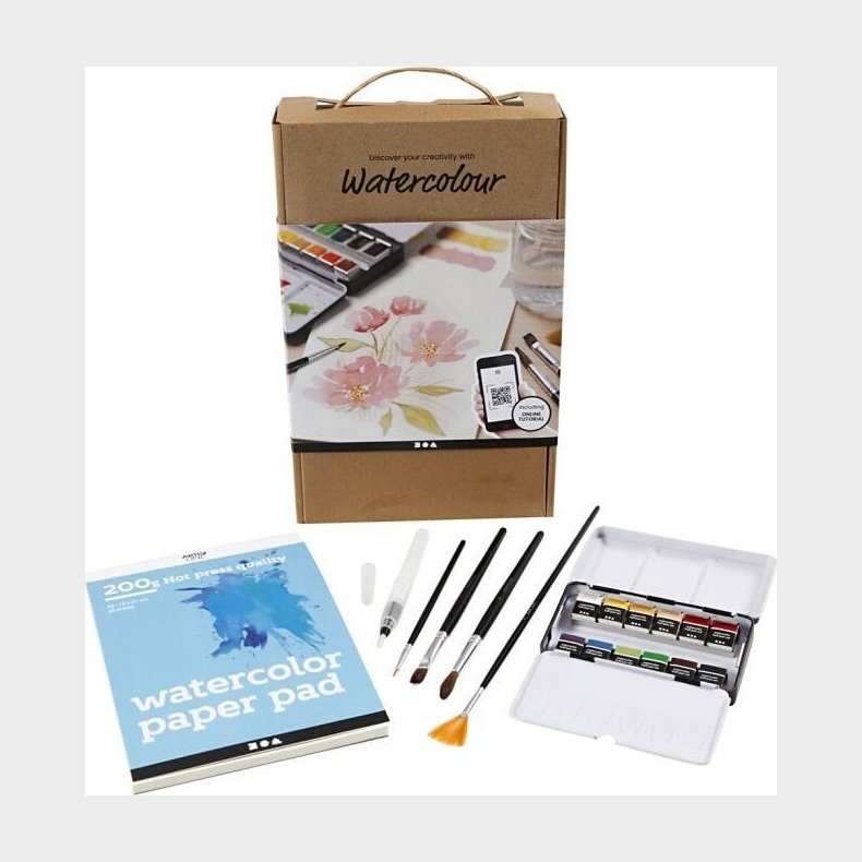 Akvarels�t - Med Maling, Pensler Og Blok - Diy Kit