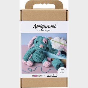 Diy Kit Amigurumi - Hundehvalp - Pastelpink - M�rk Turkis