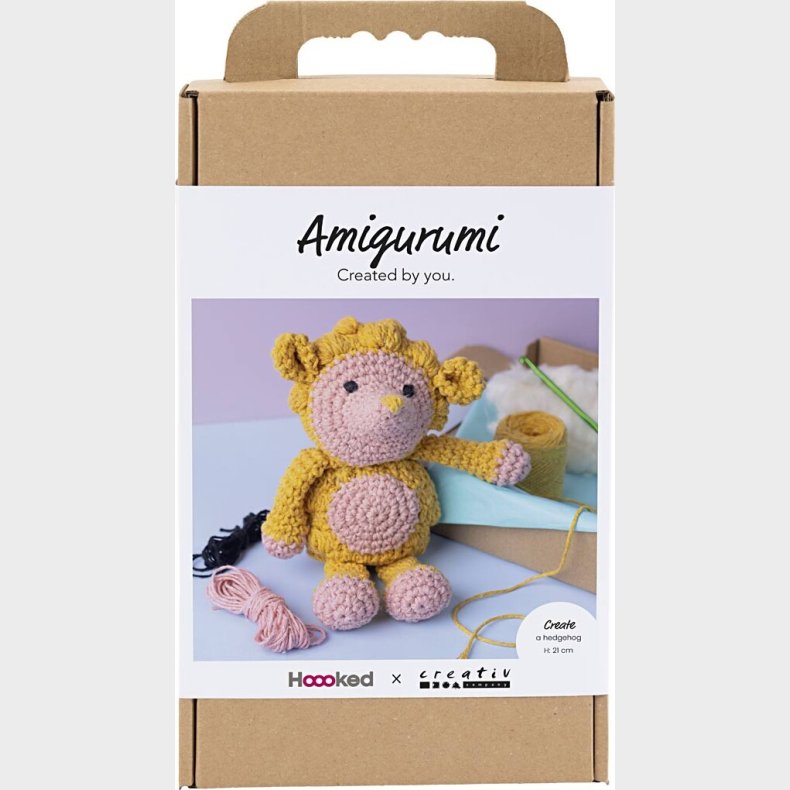 Diy Kit Amigurumi - Pindsvin - Lys Rosa - Varm Gul