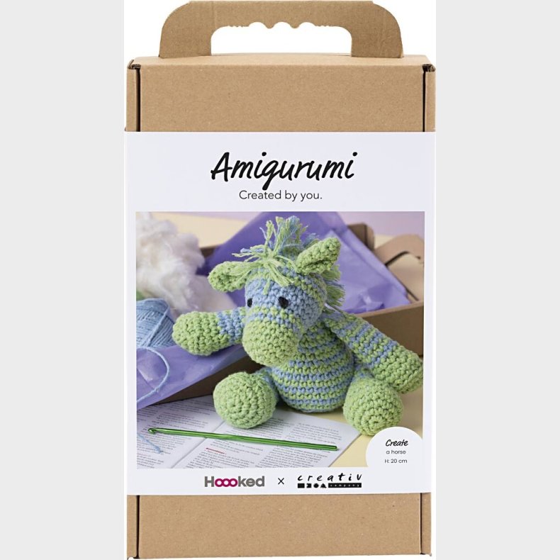 Diy Kit Amigurumi - Zebra - Lys Bl - Lys Grn
