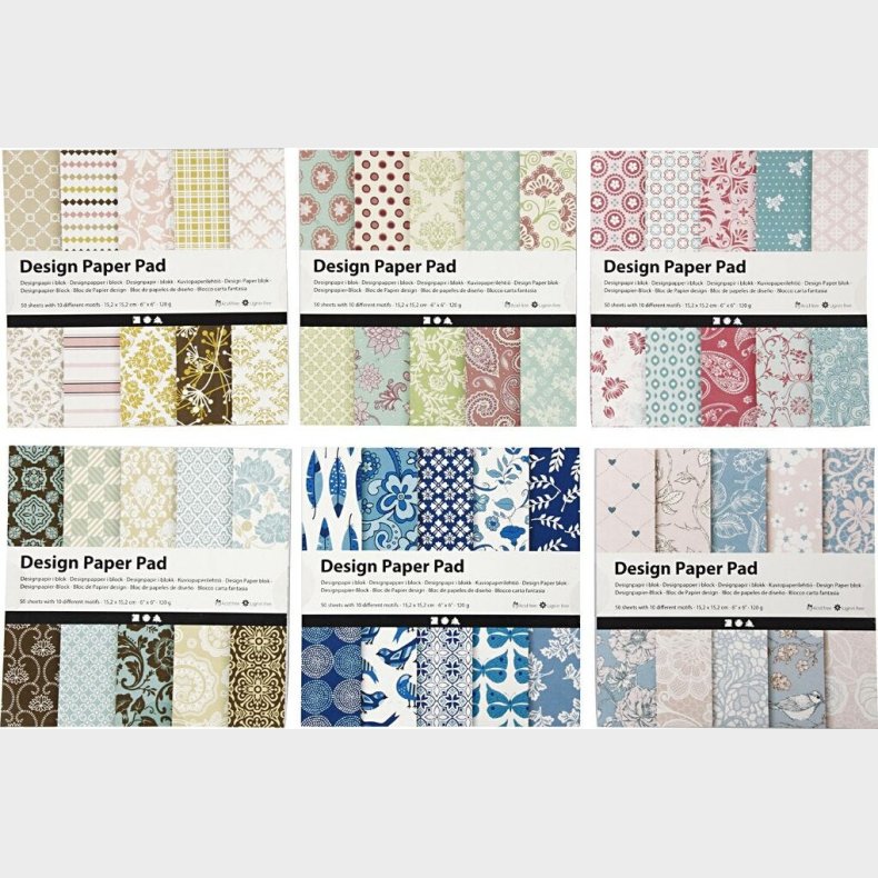 Designpapir I Blokke - 6 Stk