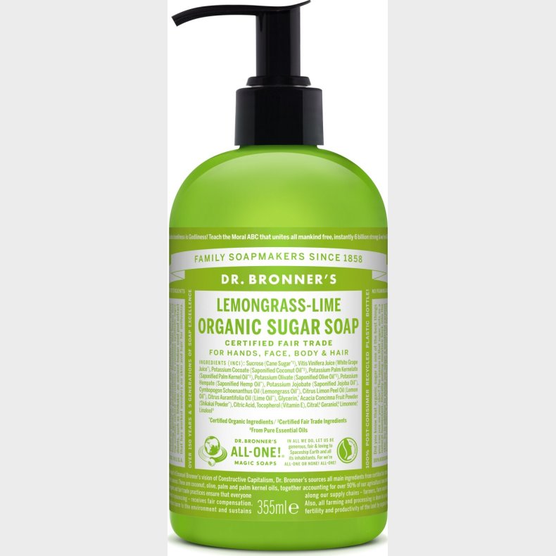 Dr. Bronner's - Organic Sugar Soap - Lemongrass Lime 355 Ml