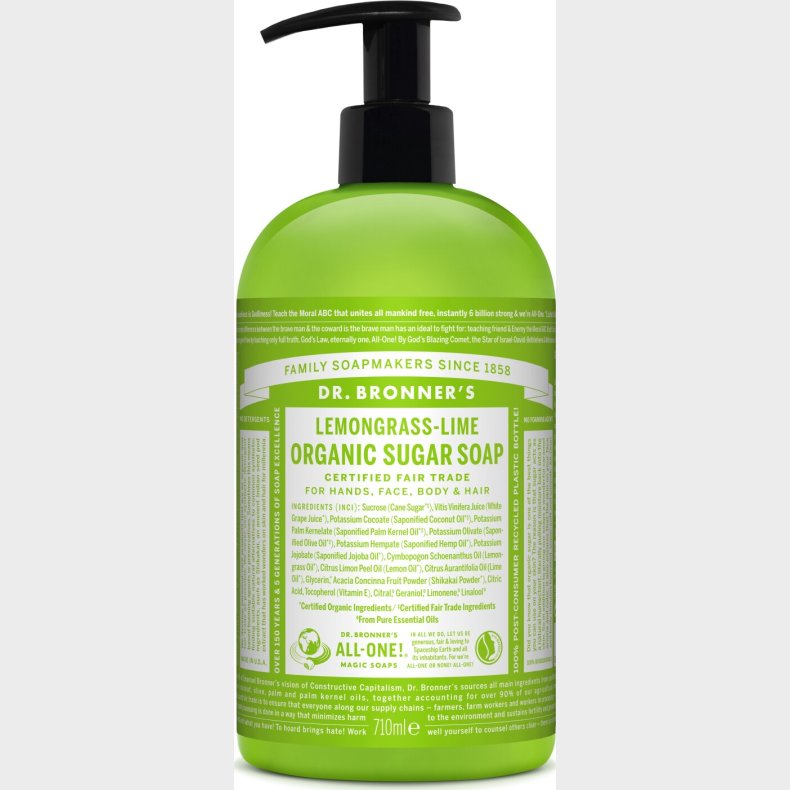 Dr. Bronner's - Organic Sugar Soap - Lemongrass Lime 710 Ml